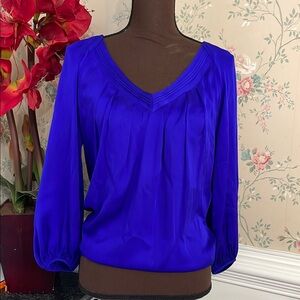 Diane Von Furstenberg Silk Sapphire Blue Unlined Blouse 0